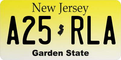 NJ license plate A25RLA