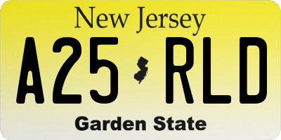 NJ license plate A25RLD