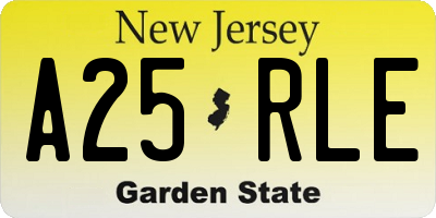 NJ license plate A25RLE