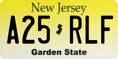 NJ license plate A25RLF