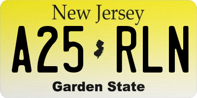 NJ license plate A25RLN