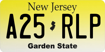 NJ license plate A25RLP