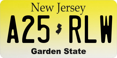 NJ license plate A25RLW