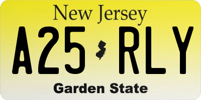 NJ license plate A25RLY