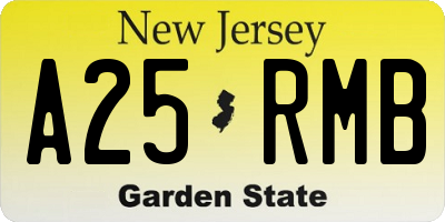 NJ license plate A25RMB