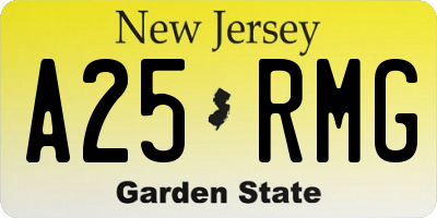 NJ license plate A25RMG