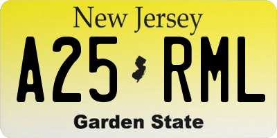 NJ license plate A25RML