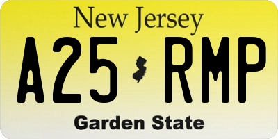 NJ license plate A25RMP