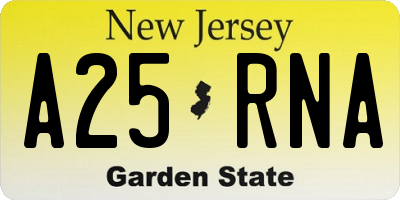 NJ license plate A25RNA