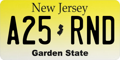 NJ license plate A25RND
