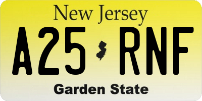 NJ license plate A25RNF