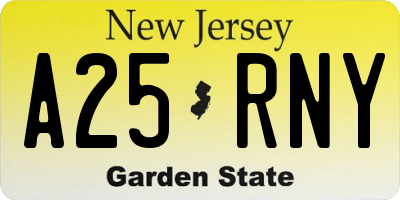 NJ license plate A25RNY