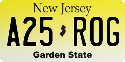 NJ license plate A25ROG