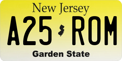 NJ license plate A25ROM