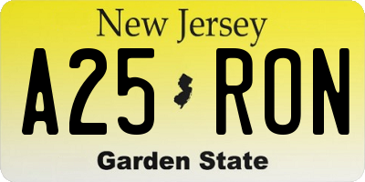 NJ license plate A25RON