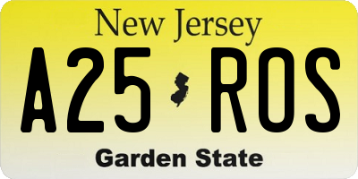NJ license plate A25ROS