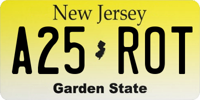 NJ license plate A25ROT