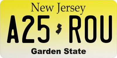 NJ license plate A25ROU