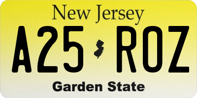 NJ license plate A25ROZ