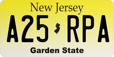 NJ license plate A25RPA