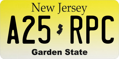 NJ license plate A25RPC