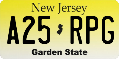 NJ license plate A25RPG