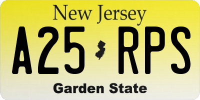 NJ license plate A25RPS