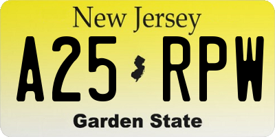 NJ license plate A25RPW