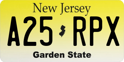 NJ license plate A25RPX