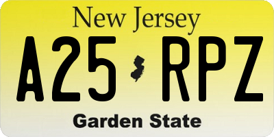NJ license plate A25RPZ