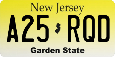 NJ license plate A25RQD
