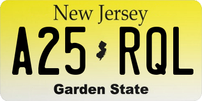NJ license plate A25RQL