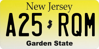 NJ license plate A25RQM