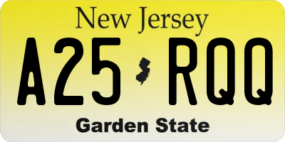 NJ license plate A25RQQ