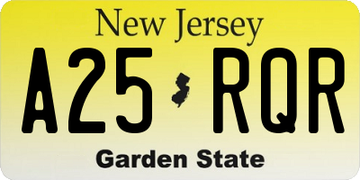 NJ license plate A25RQR