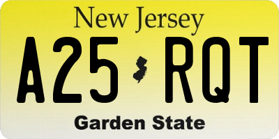 NJ license plate A25RQT