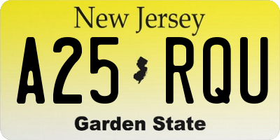NJ license plate A25RQU