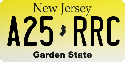NJ license plate A25RRC