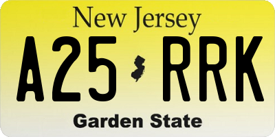 NJ license plate A25RRK