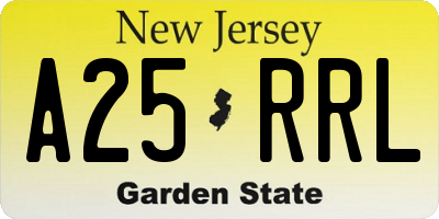 NJ license plate A25RRL