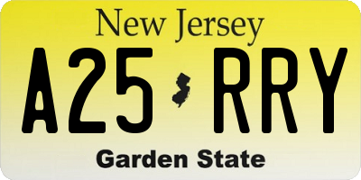 NJ license plate A25RRY