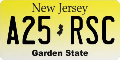 NJ license plate A25RSC