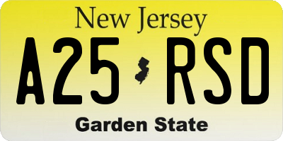 NJ license plate A25RSD