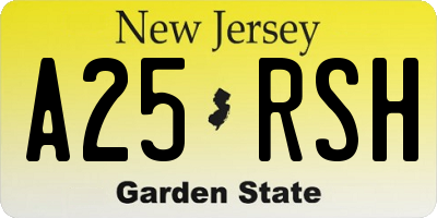 NJ license plate A25RSH