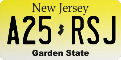 NJ license plate A25RSJ