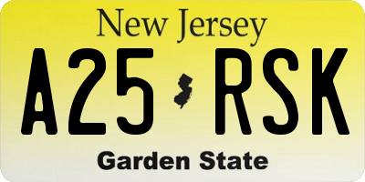 NJ license plate A25RSK