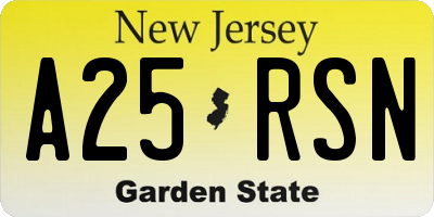 NJ license plate A25RSN