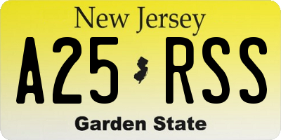 NJ license plate A25RSS