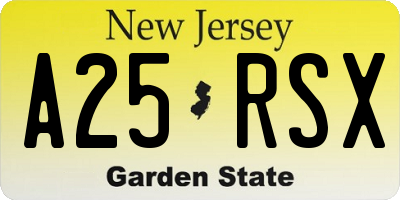 NJ license plate A25RSX