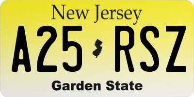 NJ license plate A25RSZ